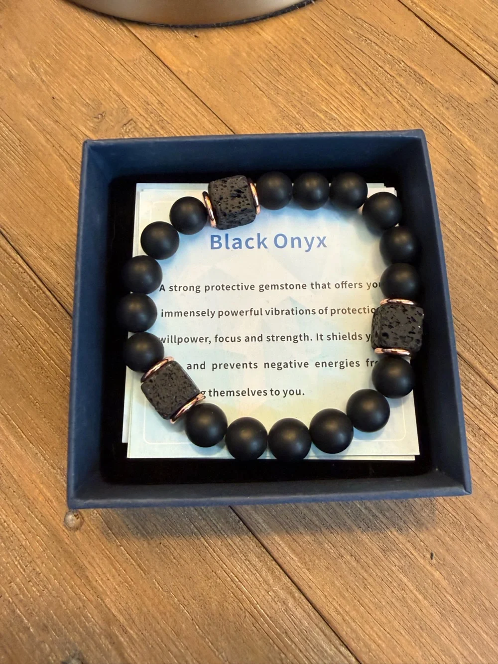 Men’s Matte Black Onyx & Lava Stone Stretch Bracelet